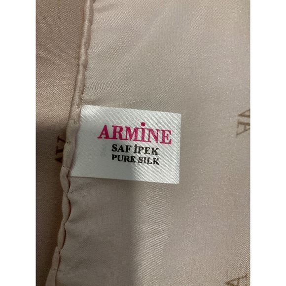 Armine Luxury Pure Silk Ombre All Over Logo Monogram Head Purse‎ Scarf Brown - Picture 4 of 8